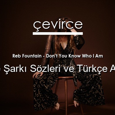 Reb Fountain – Don’t You Know Who I Am İngilizce Sözleri Türkçe Anlamları