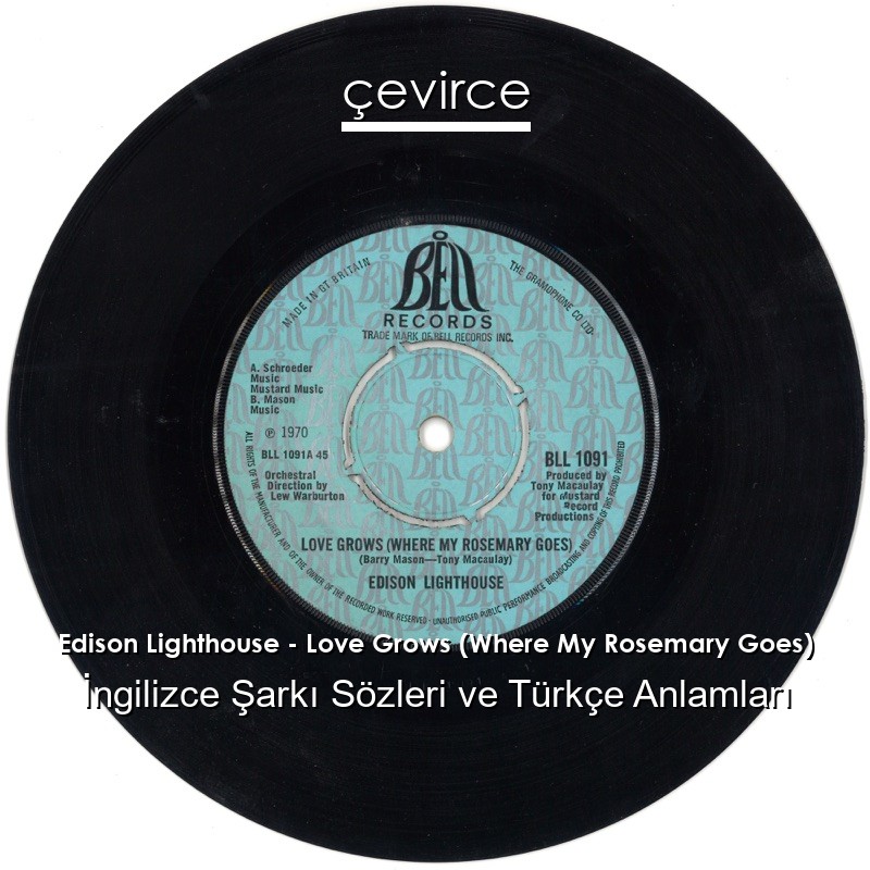 Edison Lighthouse – Love Grows (Where My Rosemary Goes) İngilizce Şarkı Sözleri Türkçe Anlamları