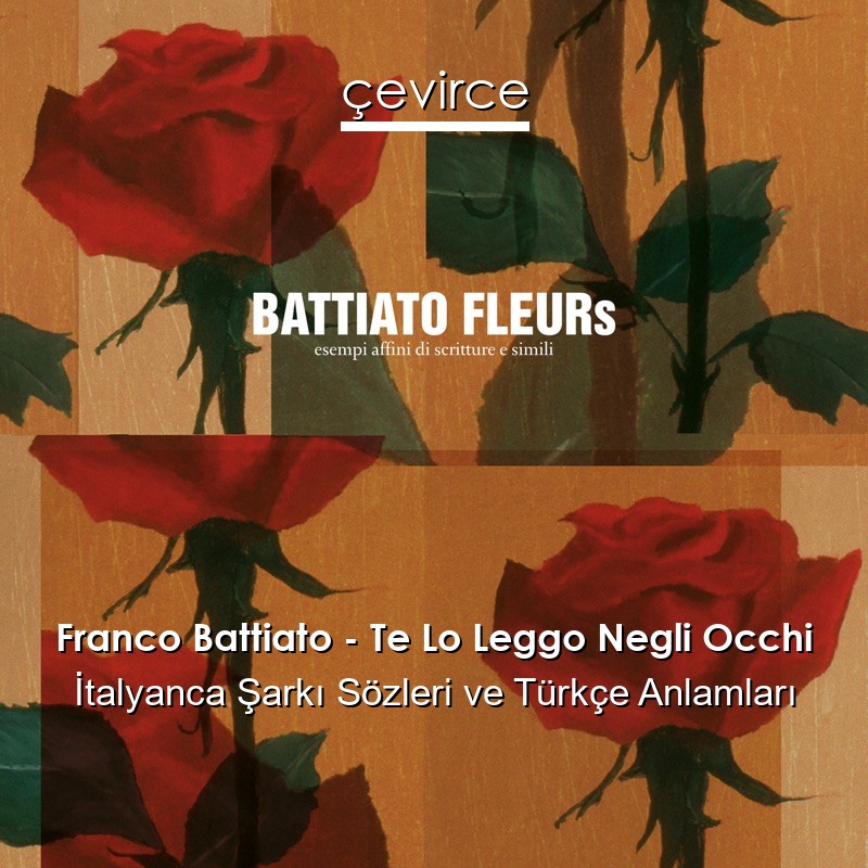 Franco Battiato – Te Lo Leggo Negli Occhi İtalyanca Şarkı Sözleri Türkçe Anlamları