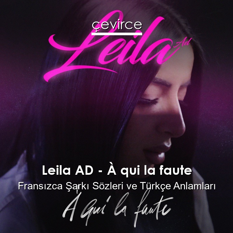 Leila AD – À qui la faute Fransızca Şarkı Sözleri Türkçe Anlamları