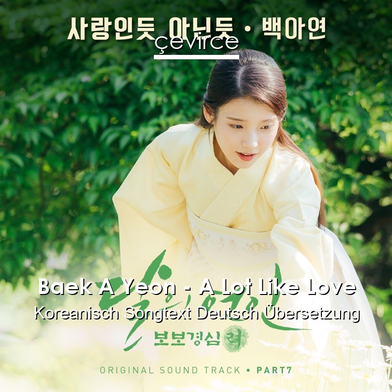 Baek A Yeon – A Lot Like Love Koreanisch Songtext Deutsch Übersetzung