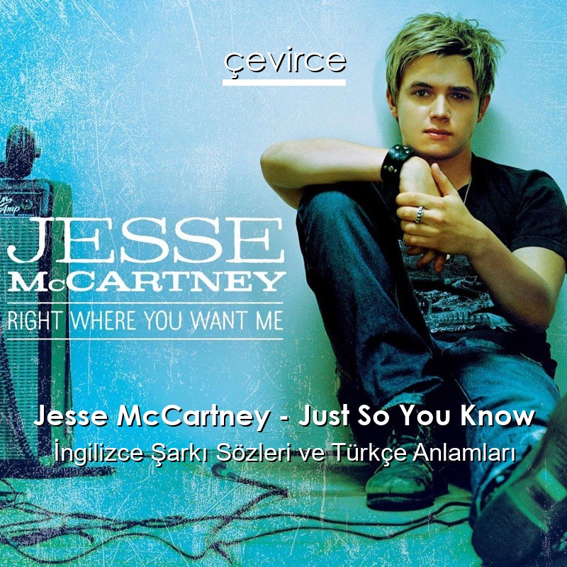 Jesse McCartney – Just So You Know İngilizce Şarkı Sözleri Türkçe Anlamları
