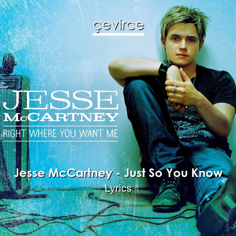 Jesse McCartney – Just So You Know Lyrics