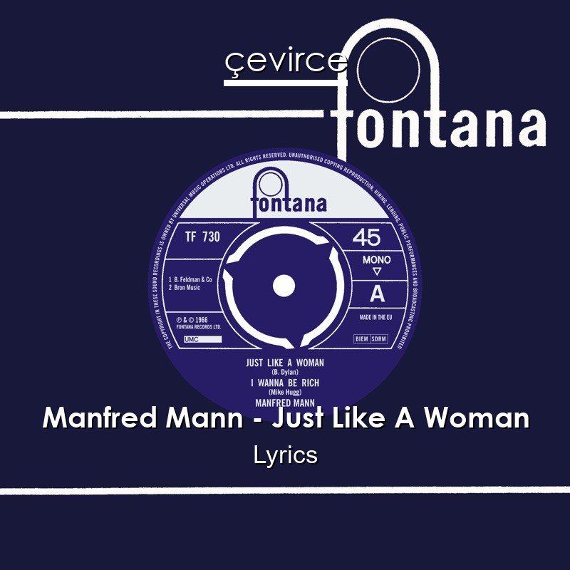 Manfred Mann – Just Like A Woman Lyrics