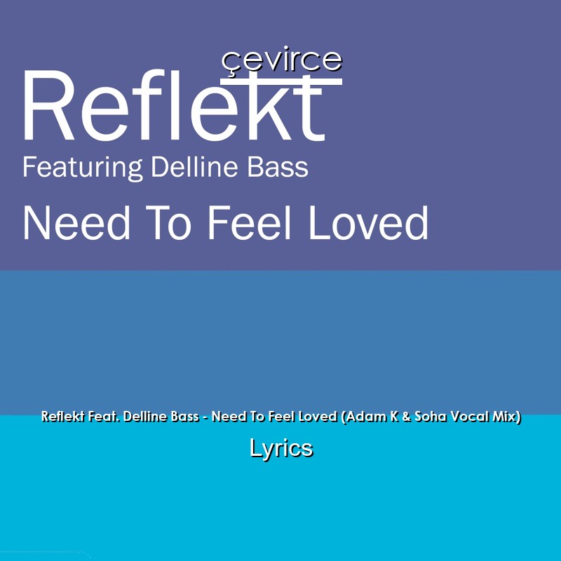 Reflekt Feat. Delline Bass – Need To Feel Loved (Adam K & Soha Vocal Mix) Lyrics