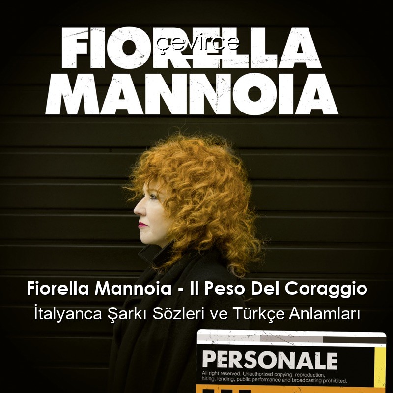 Fiorella Mannoia – Il Peso Del Coraggio İtalyanca Şarkı Sözleri Türkçe Anlamları