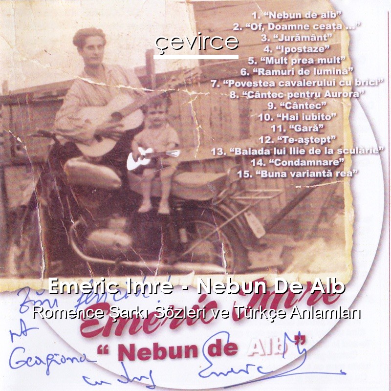 Emeric Imre – Nebun De Alb Romence Şarkı Sözleri Türkçe Anlamları