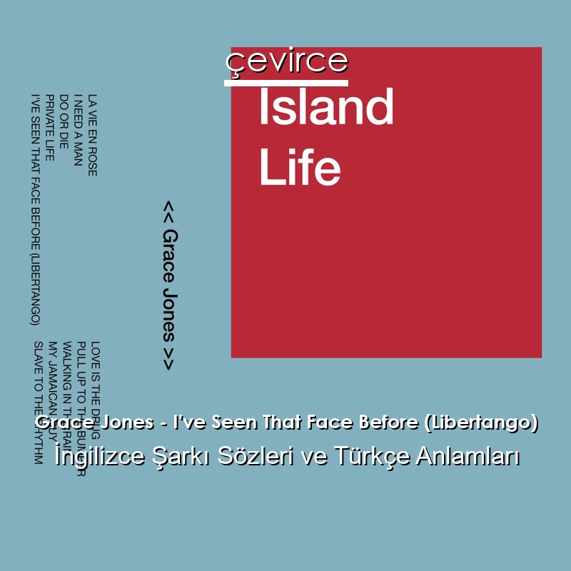 Grace Jones – I’ve Seen That Face Before (Libertango) İngilizce Şarkı Sözleri Türkçe Anlamları