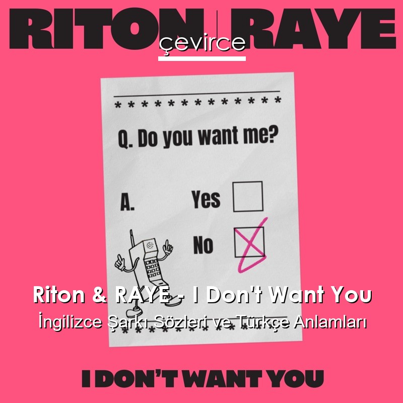 Riton & RAYE – I Don’t Want You İngilizce Şarkı Sözleri Türkçe Anlamları
