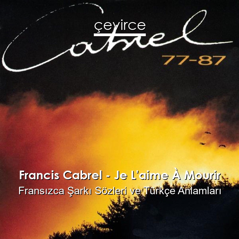 Francis Cabrel – Je L’aime À Mourir Fransızca Şarkı Sözleri Türkçe Anlamları