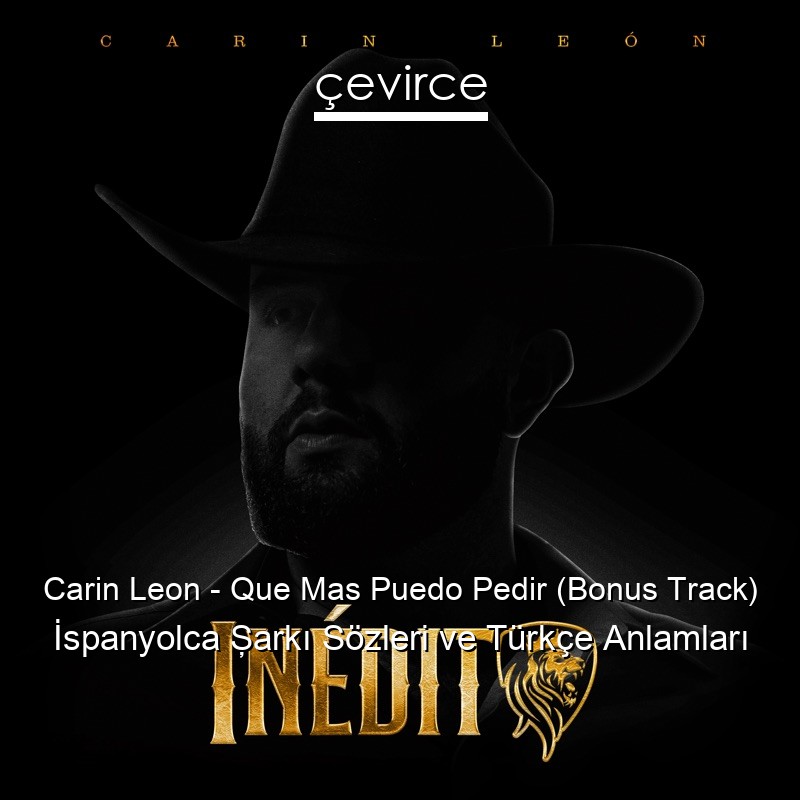 Carin Leon – Que Mas Puedo Pedir (Bonus Track) İspanyolca Şarkı Sözleri Türkçe Anlamları