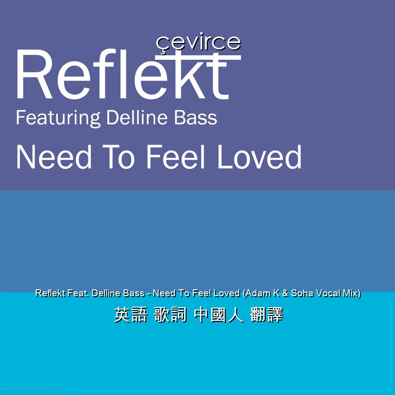 Reflekt Feat. Delline Bass – Need To Feel Loved (Adam K & Soha Vocal Mix) 英語 歌詞 中國人 翻譯