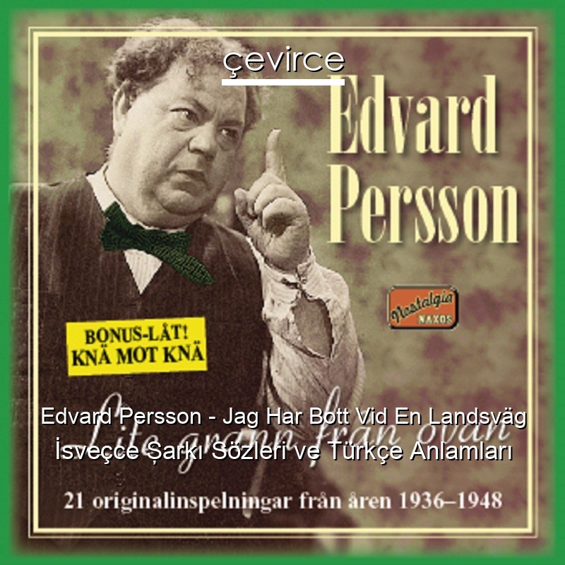 Edvard Persson – Jag Har Bott Vid En Landsväg İsveçce Şarkı Sözleri Türkçe Anlamları