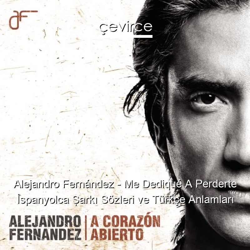 Alejandro Fernández – Me Dediqué A Perderte İspanyolca Şarkı Sözleri Türkçe Anlamları