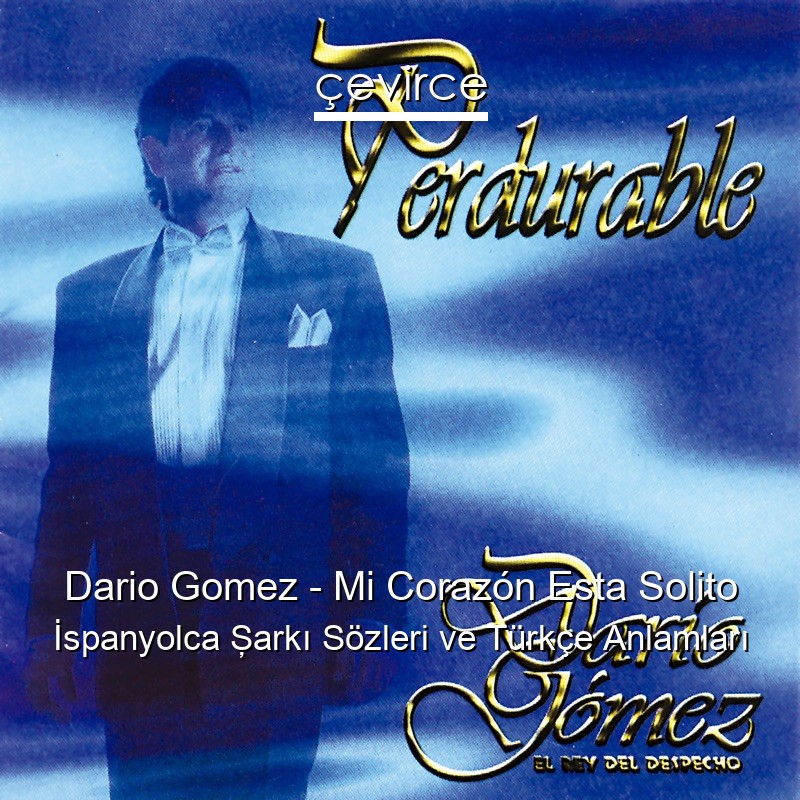 Dario Gomez – Mi Corazón Esta Solito İspanyolca Şarkı Sözleri Türkçe Anlamları