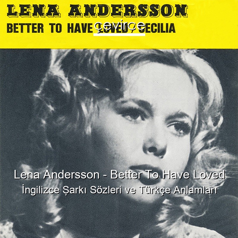 Lena Andersson – Better To Have Loved İngilizce Şarkı Sözleri Türkçe Anlamları