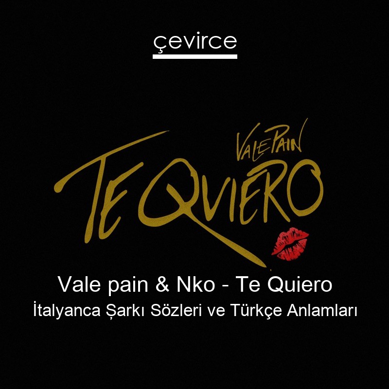 Vale pain & Nko – Te Quiero İtalyanca Şarkı Sözleri Türkçe Anlamları