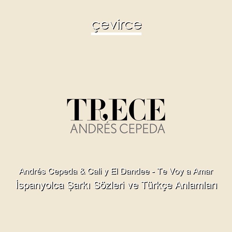 Andrés Cepeda & Cali y El Dandee – Te Voy a Amar İspanyolca Şarkı Sözleri Türkçe Anlamları