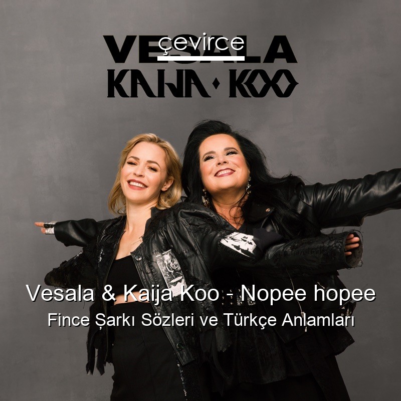 Vesala & Kaija Koo – Nopee hopee Fince Şarkı Sözleri Türkçe Anlamları