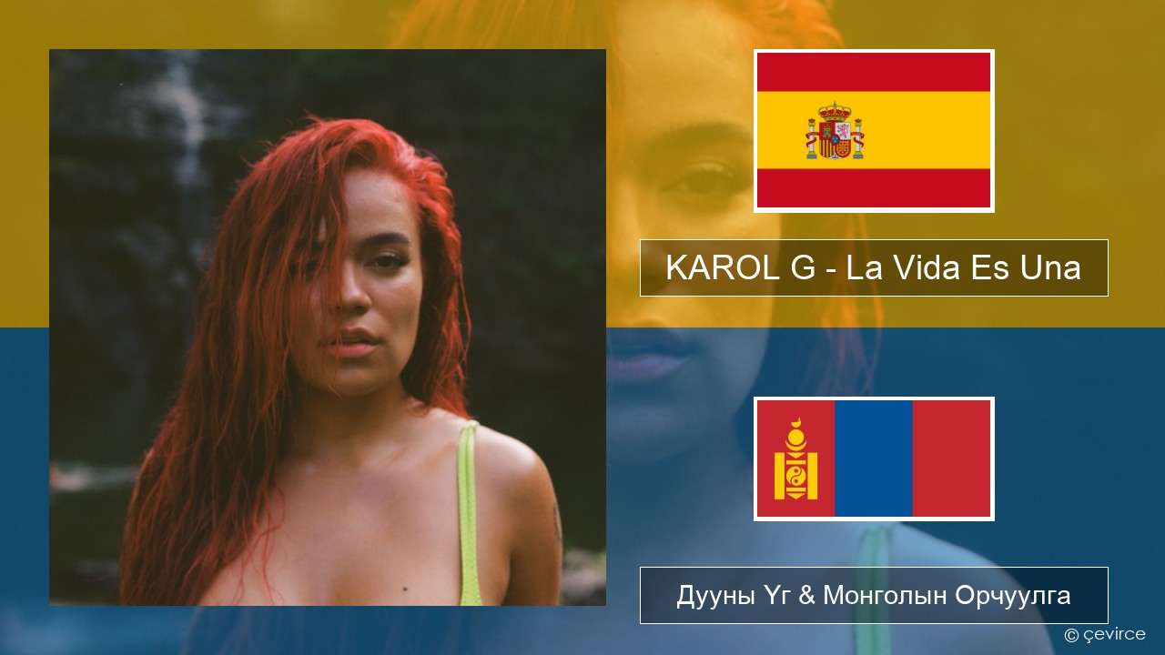 KAROL G – La Vida Es Una (From Puss in Boots: The Last Wish) Испани хэл Дууны Үг & Монголын Орчуулга