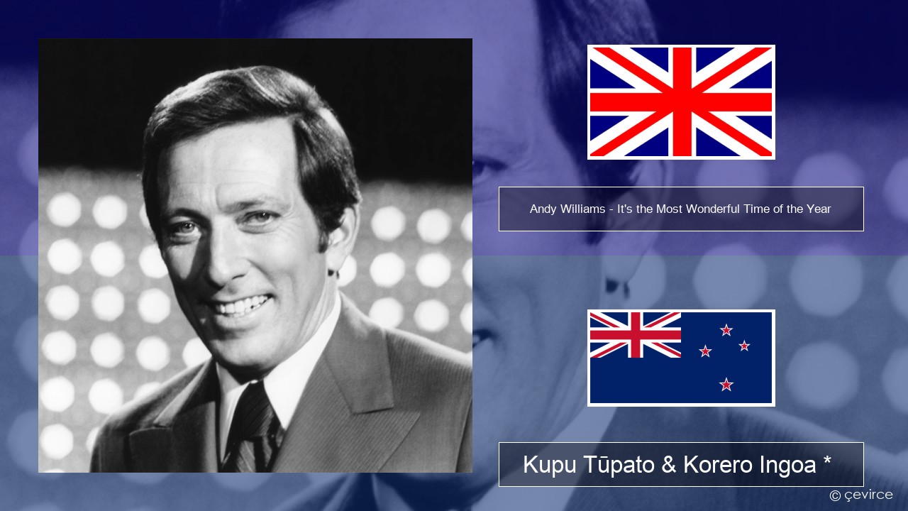 Andy Williams – It’s the Most Wonderful Time of the Year Ingoa *  Kupu Tūpato & Korero Ingoa *