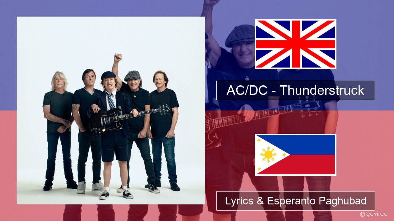 AC/DC – Thunderstruck English Lyrics & Esperanto Paghubad