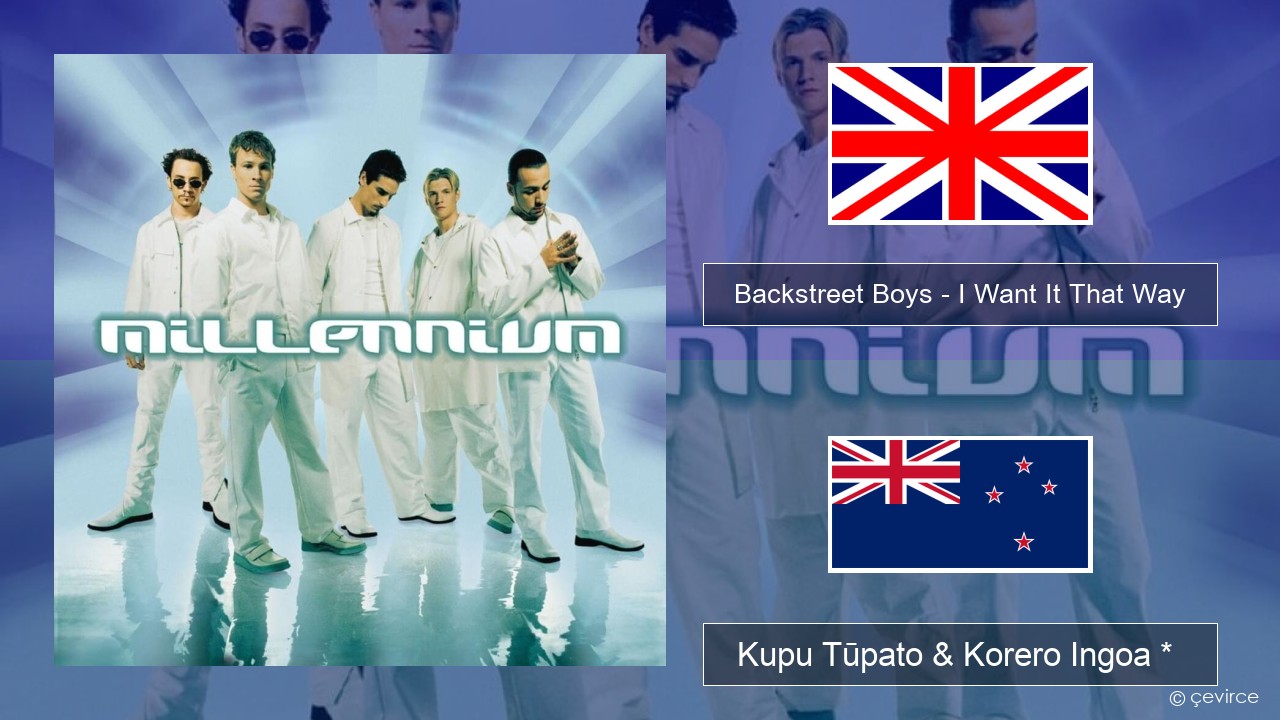 Backstreet Boys – I Want It That Way Ingoa *  Kupu Tūpato & Korero Ingoa *