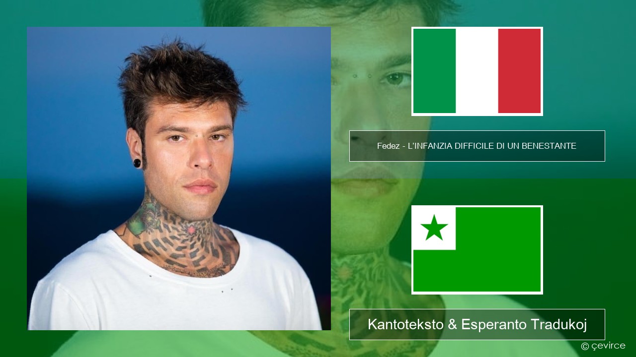 Fedez – L’INFANZIA DIFFICILE DI UN BENESTANTE La itala Kantoteksto & Esperanto Tradukoj