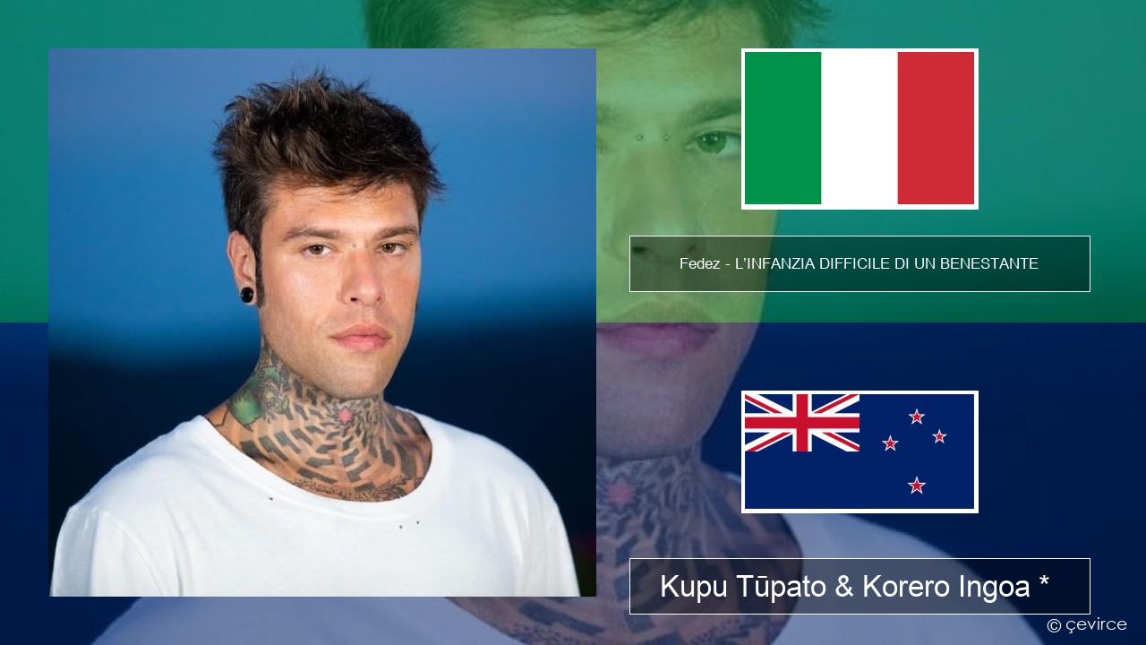 Fedez – L’INFANZIA DIFFICILE DI UN BENESTANTE Ingoa *  Kupu Tūpato & Korero Ingoa *