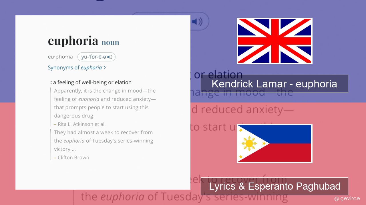Kendrick Lamar – euphoria English Lyrics & Esperanto Paghubad
