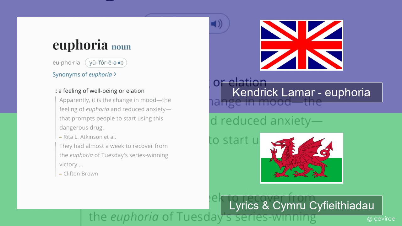 Kendrick Lamar – euphoria Saesneg Lyrics & Cymru Cyfieithiadau