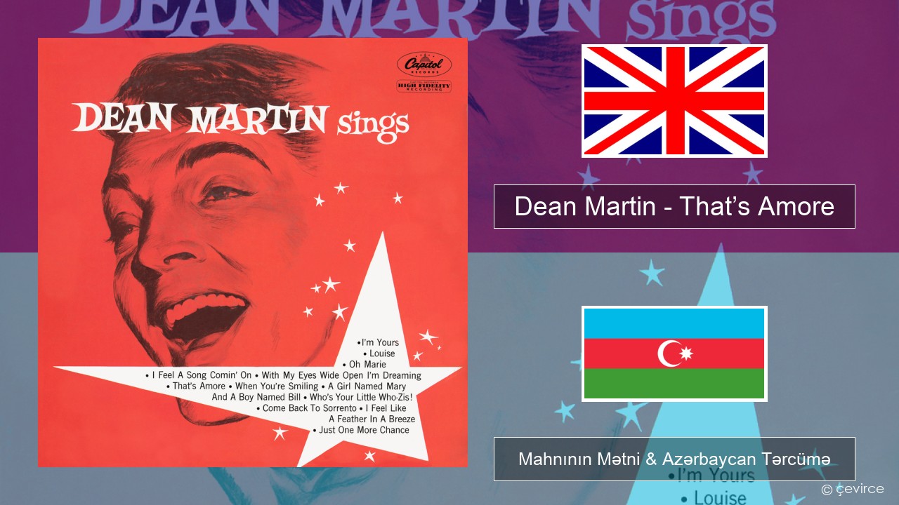 Dean Martin – That’s Amore İngilis dili Mahnının Mətni & Azərbaycan Tərcümə