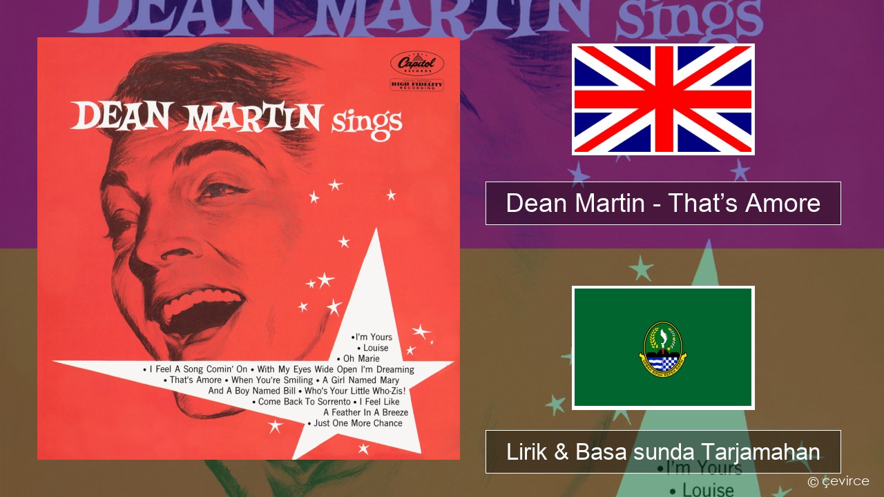 Dean Martin – That’s Amore Basa inggris Lirik & Basa sunda Tarjamahan