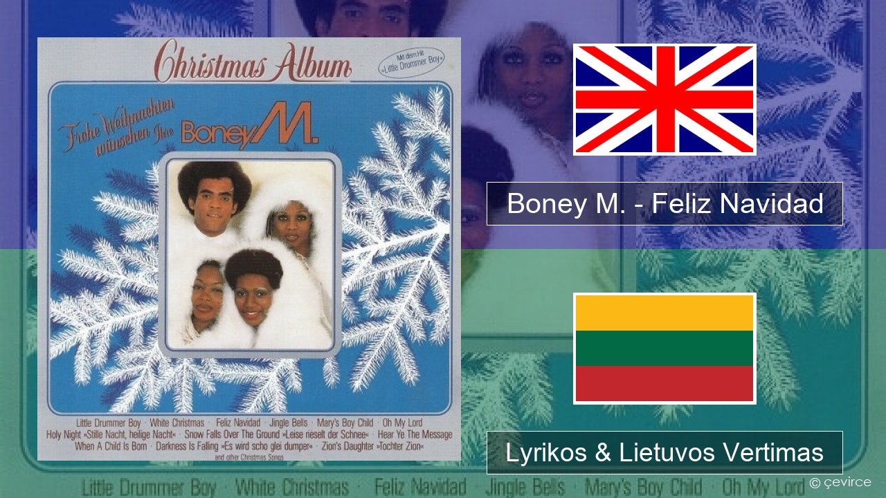 Boney M. – Feliz Navidad Anglų Lyrikos & Lietuvos Vertimas