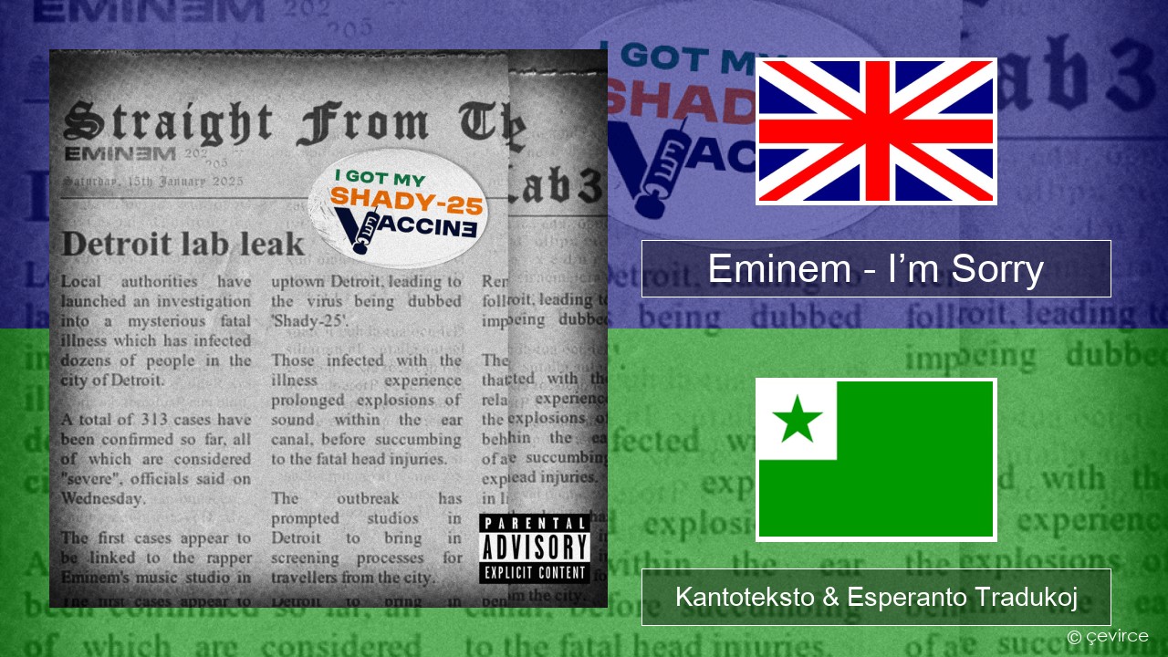 Eminem – I’m Sorry La angla Kantoteksto & Esperanto Tradukoj