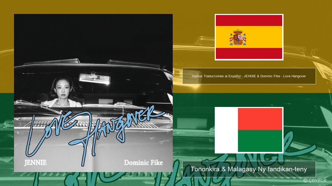 Genius Traducciones al Español – JENNIE & Dominic Fike – Love Hangover (Traducción al Español) Espaniola Tononkira & Malagasy Ny fandikan-teny