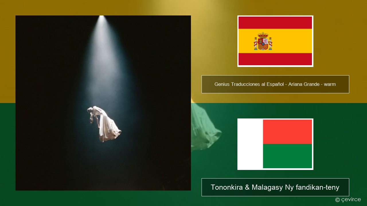 Genius Traducciones al Español – Ariana Grande – warm (Traducción al Español) Espaniola Tononkira & Malagasy Ny fandikan-teny