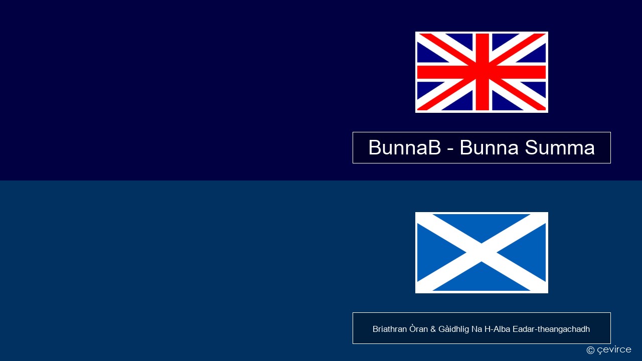 BunnaB – Bunna Summa Gaelic Briathran Òran & Gàidhlig Na H-Alba Eadar-theangachadh