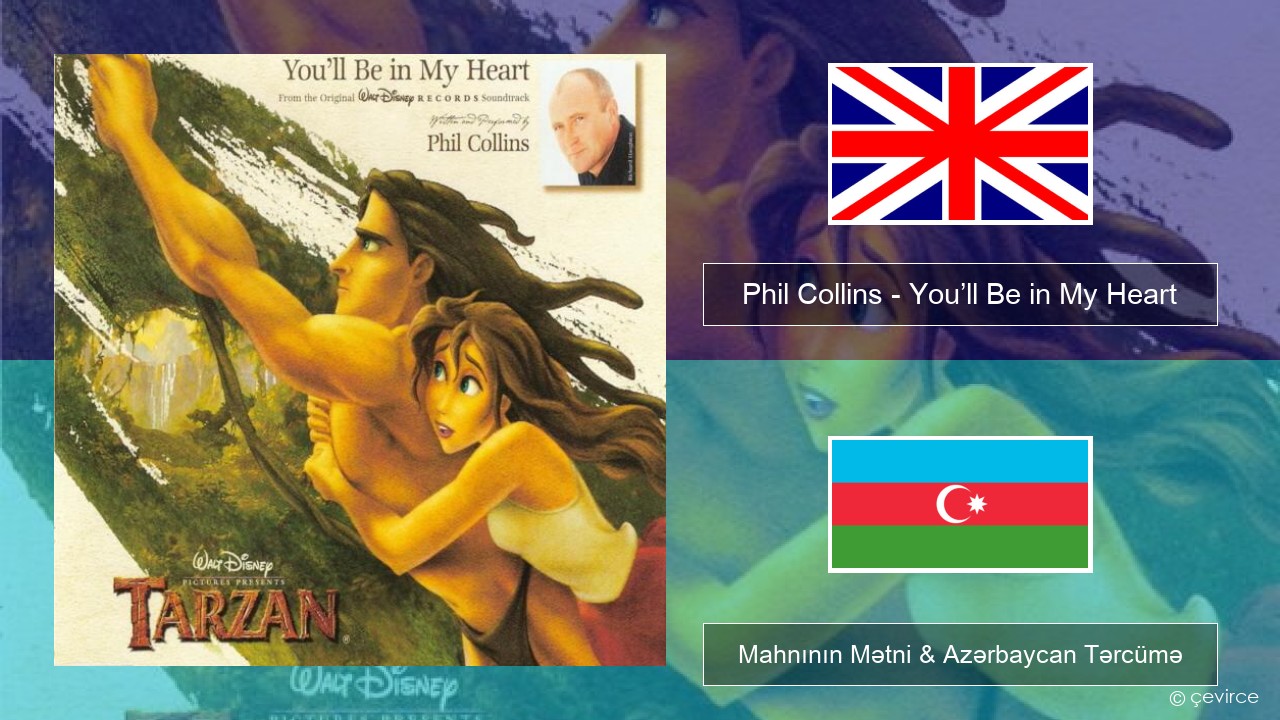 Phil Collins – You’ll Be in My Heart İngilis dili Mahnının Mətni & Azərbaycan Tərcümə