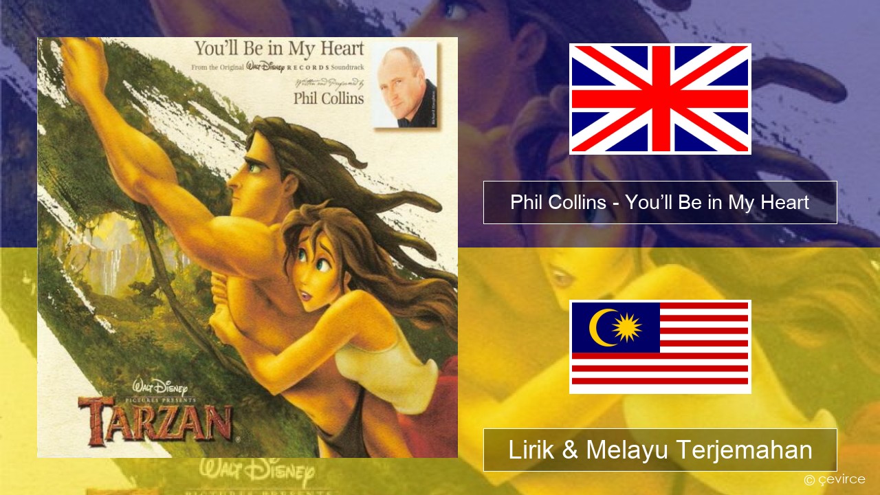 Phil Collins – You’ll Be in My Heart Francais Lirik & Melayu (Malay) Terjemahan